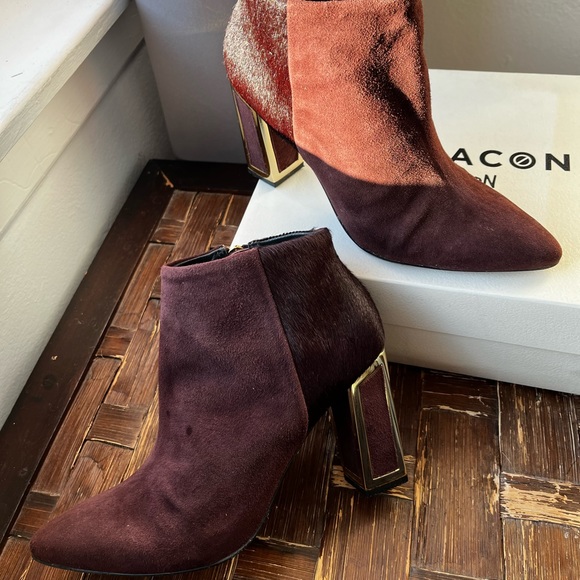 Kat Maconie Stella Boots - Burgundy suede + pony hair and gold - Picture 4 of 7